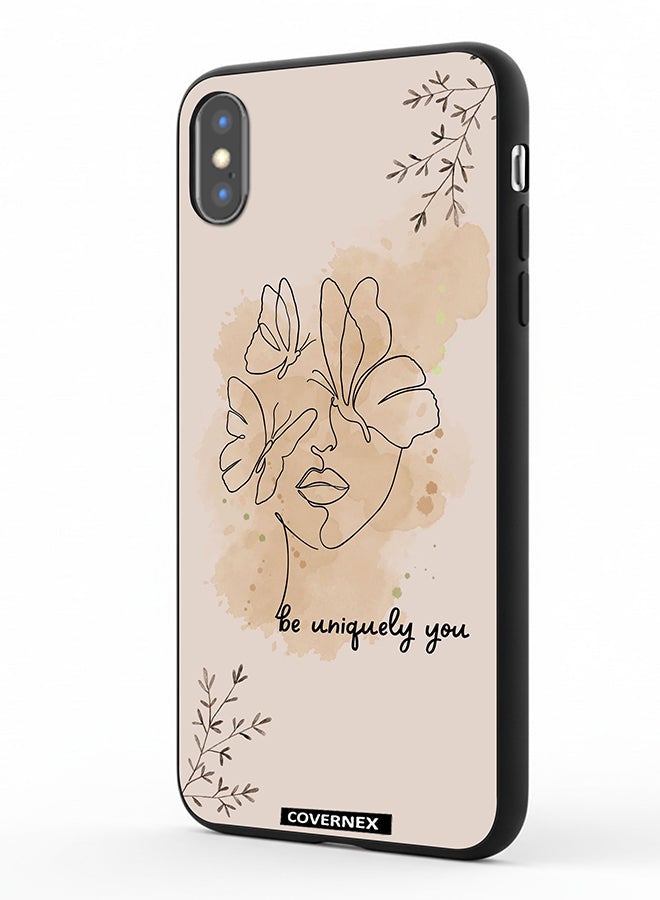 Covernex Apple iPhone Xs Max Protective Case Cover Printed Featuring Be Uniquely You A Face And Butterflies - Image 1