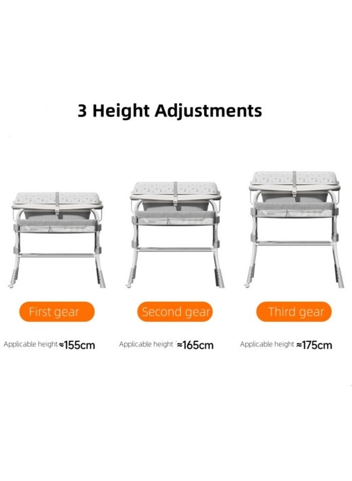 والالا حوض استحمام وطاولة تغيير حفاضات للأطفال 2 في 1، ارتفاع قابل للتعديل، محطة حفاضات قابلة للطي، وسادة مقاومة للماء مع رف تخزين وعجلات، حوض استحمام للأطفال مع شاشة عرض مقياس حرارة - Image 5