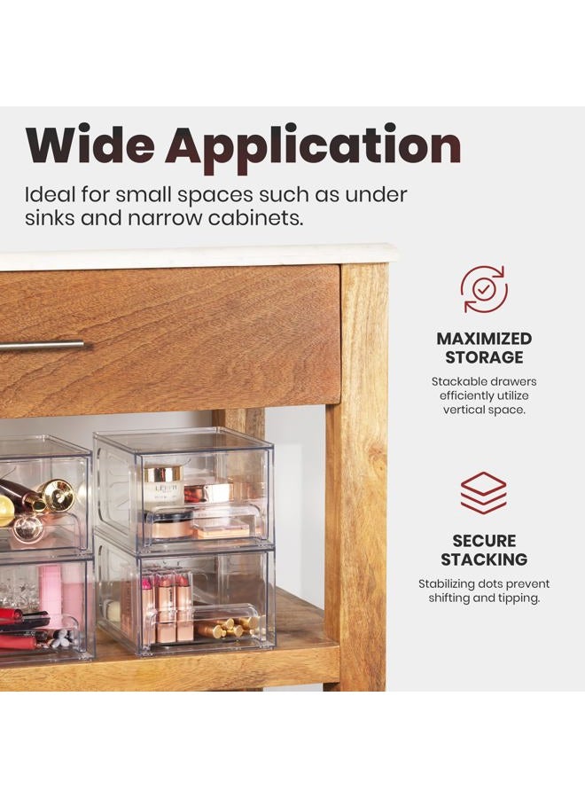 Oizeir Clear Stackable Storage Drawers - 2-PACK - Acrylic Plastic Organizer Drawer for Bathroom Vanity Cabinet, Kitchen Countertop, Small Office Organization. Easily Organize All Cosmetic Makeup Supplies. - Image 5