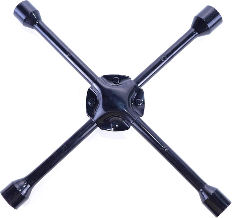 Heavy Duty 4 Way Car Wheel Tire Cross X Wrench Lug Brace Bolt Nut With Support - Black - Image 1