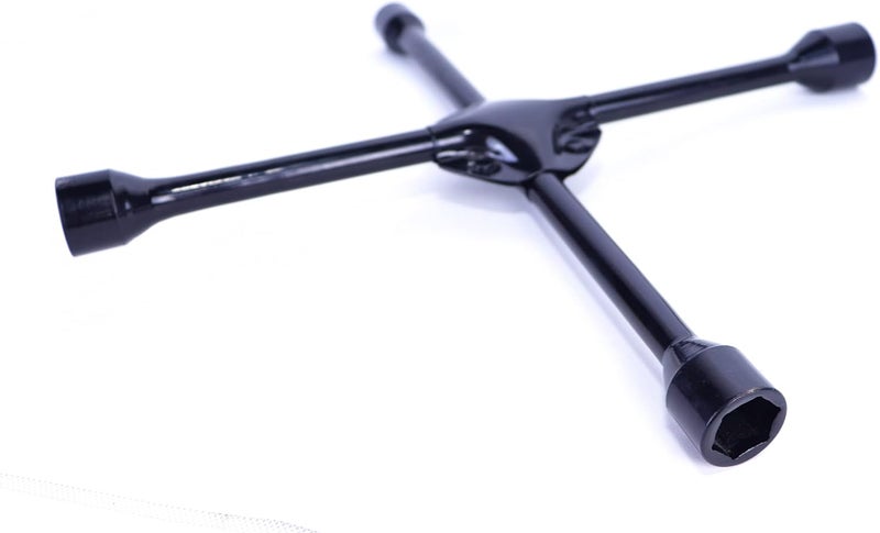 Heavy Duty 4 Way Car Wheel Tire Cross X Wrench Lug Brace Bolt Nut With Support - Black - Image 2