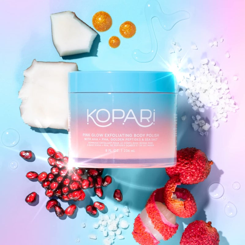 Kopari Pink Glow Exfoliating Body Polish, AHA Vegan Body Scrub for Women, Gentle and Effective, Pink Haze, 8 oz - Image 3