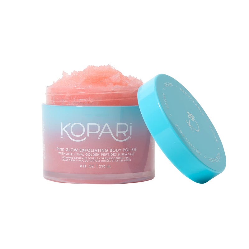 Kopari Pink Glow Exfoliating Body Polish, AHA Vegan Body Scrub for Women, Gentle and Effective, Pink Haze, 8 oz - Image 1