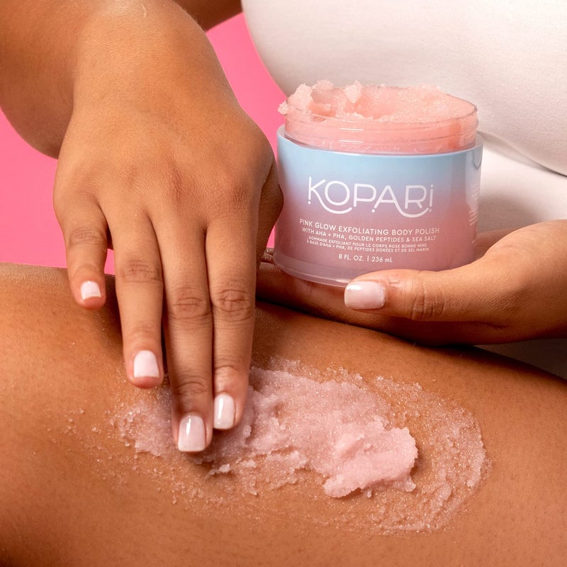 Kopari Pink Glow Exfoliating Body Polish, AHA Vegan Body Scrub for Women, Gentle and Effective, Pink Haze, 8 oz - Image 5