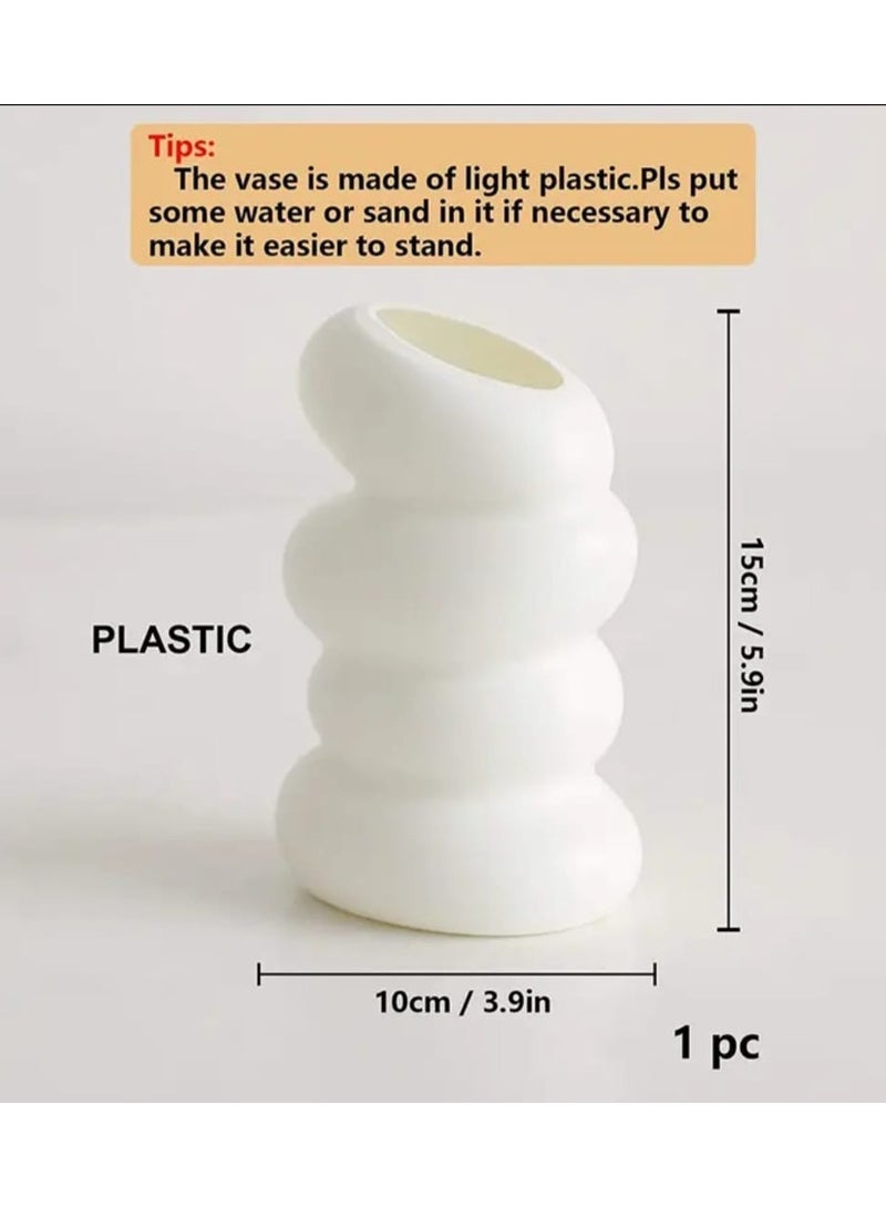 إل ديس مزهرية بلاستيكية بيضاء حلزونية أنيقة مستوحاة من الطراز الاسكندنافي للمنزل والمطبخ وغرفة المعيشة والمكتب وغرفة النوم - Image 3