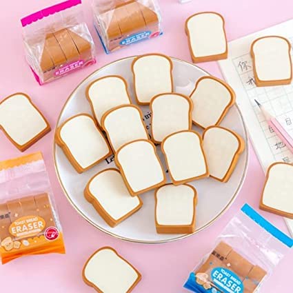BRIKSHI Toast Bread Erasers Pencil Erasers Cute Bread Shape Eraser Student Supplies Eraser Gift Correction Supplies Rubber 4 Pcs Set - Image 5
