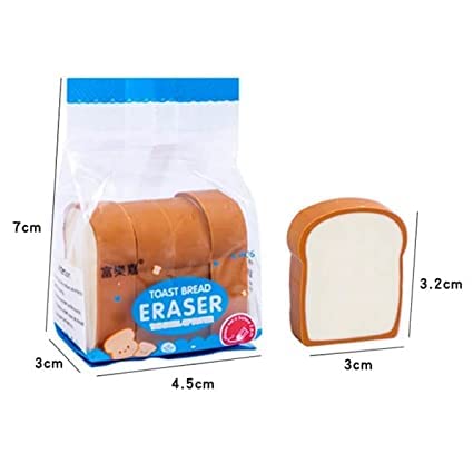 BRIKSHI Toast Bread Erasers Pencil Erasers Cute Bread Shape Eraser Student Supplies Eraser Gift Correction Supplies Rubber 4 Pcs Set - Image 2