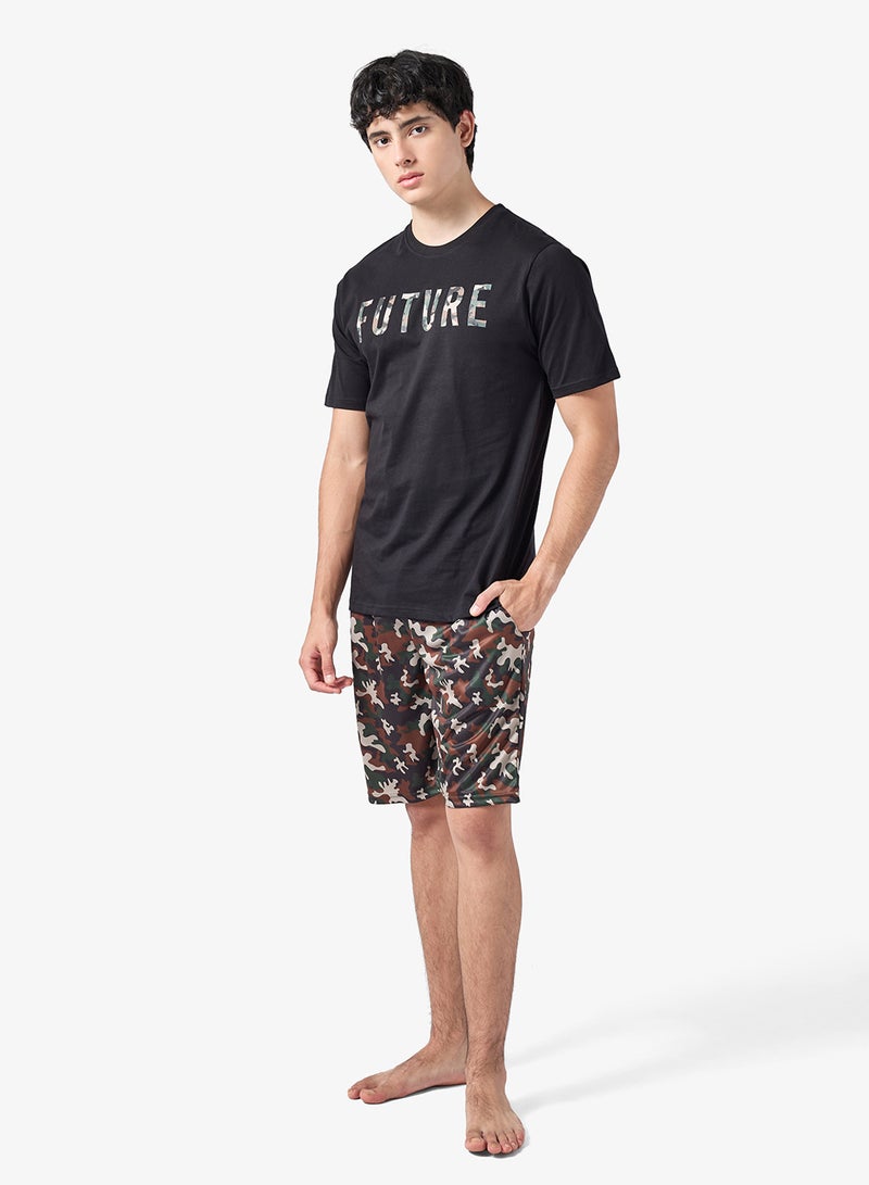 سفنتي فايف طقم بيجامة تي شيرت وشورت - Image 1