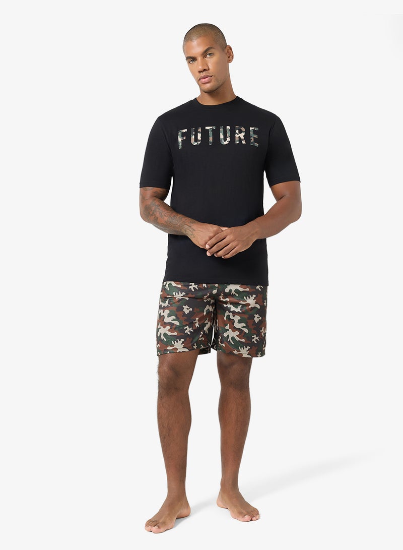 Seventy Five Printed Short Sleeve T-Shirt And Shorts Set - Image 5