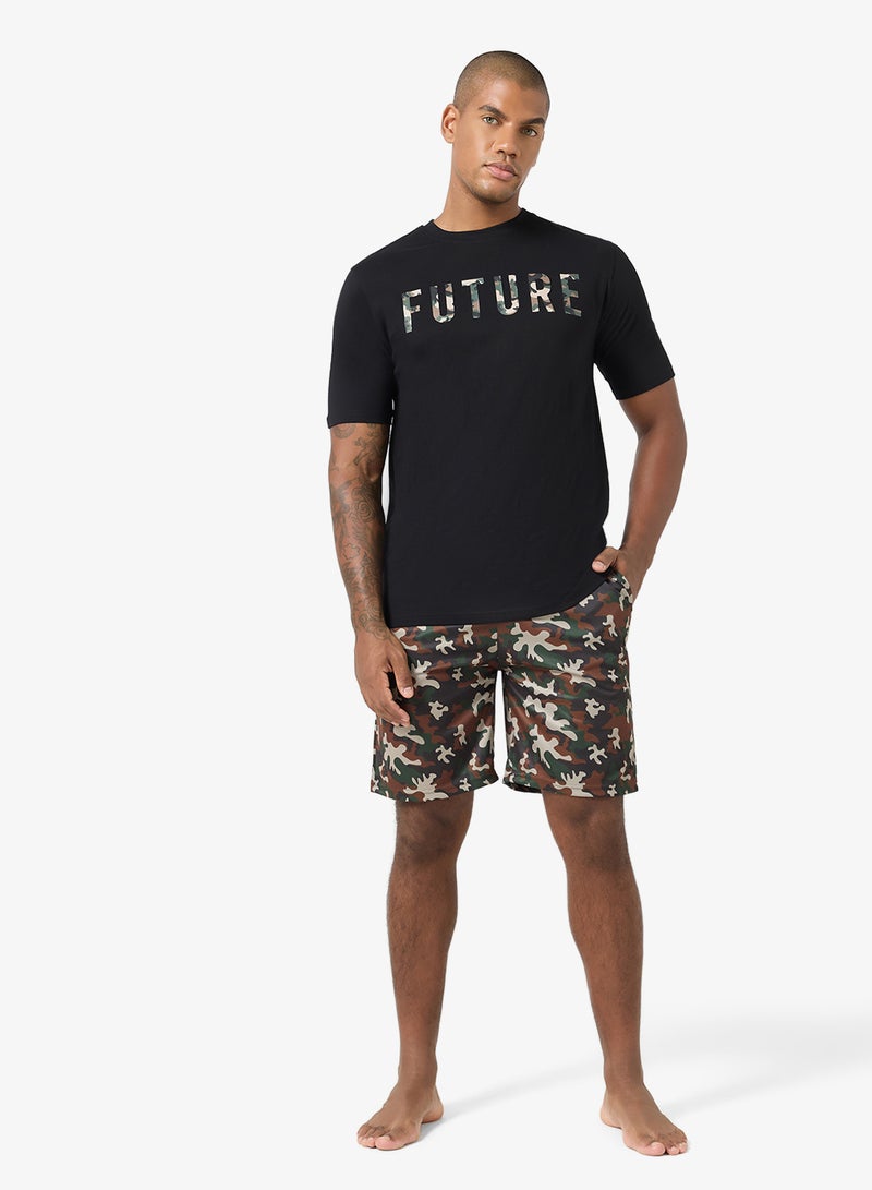 Seventy Five Printed Short Sleeve T-Shirt And Shorts Set - Image 1