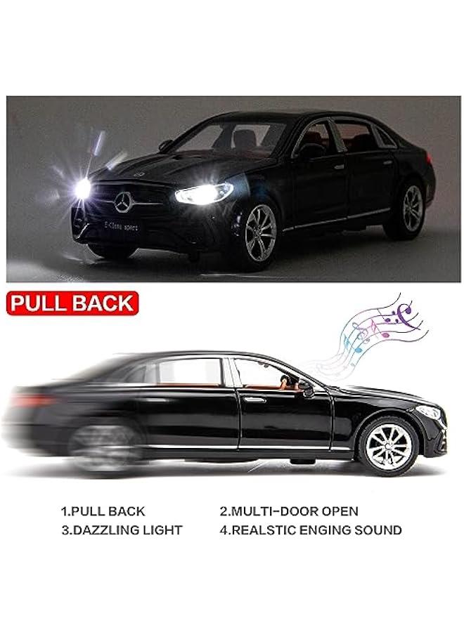 سيارة نموذجية متوافقة مع سيارة بنز E300l بمقياس 1/32، سيارة لعبة قابلة للسحب من سبائك الزنك مع صوت وإضاءة للأطفال الأولاد والبنات باللون الأسود - Image 2