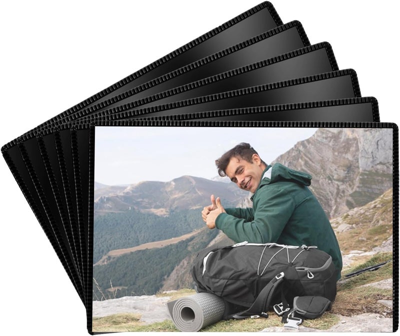 Sloworld Magnetic Picture on print sticker,10 Pack Magnetic Frame Reusable,Magnetic Photo Frames for Refrigerator 4"x6" With White Border,Refrigerator Magnets,Home,School,Office (Black 10 Pack) - Image 2