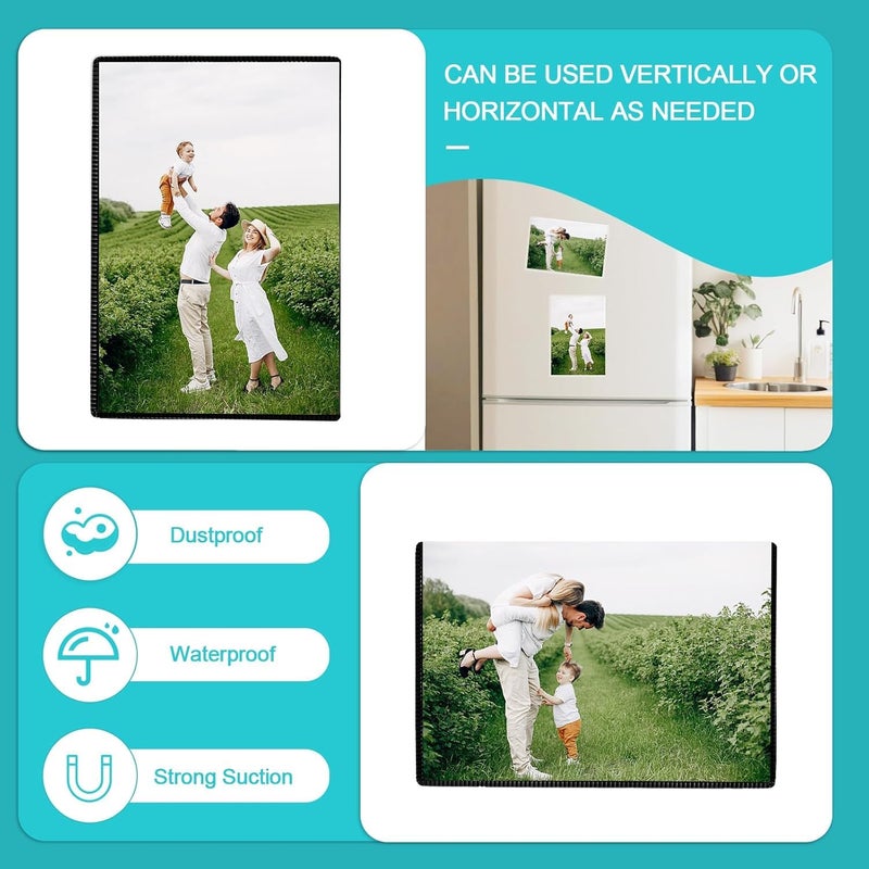 Sloworld Magnetic Picture on print sticker,10 Pack Magnetic Frame Reusable,Magnetic Photo Frames for Refrigerator 4"x6" With White Border,Refrigerator Magnets,Home,School,Office (Black 10 Pack) - Image 3