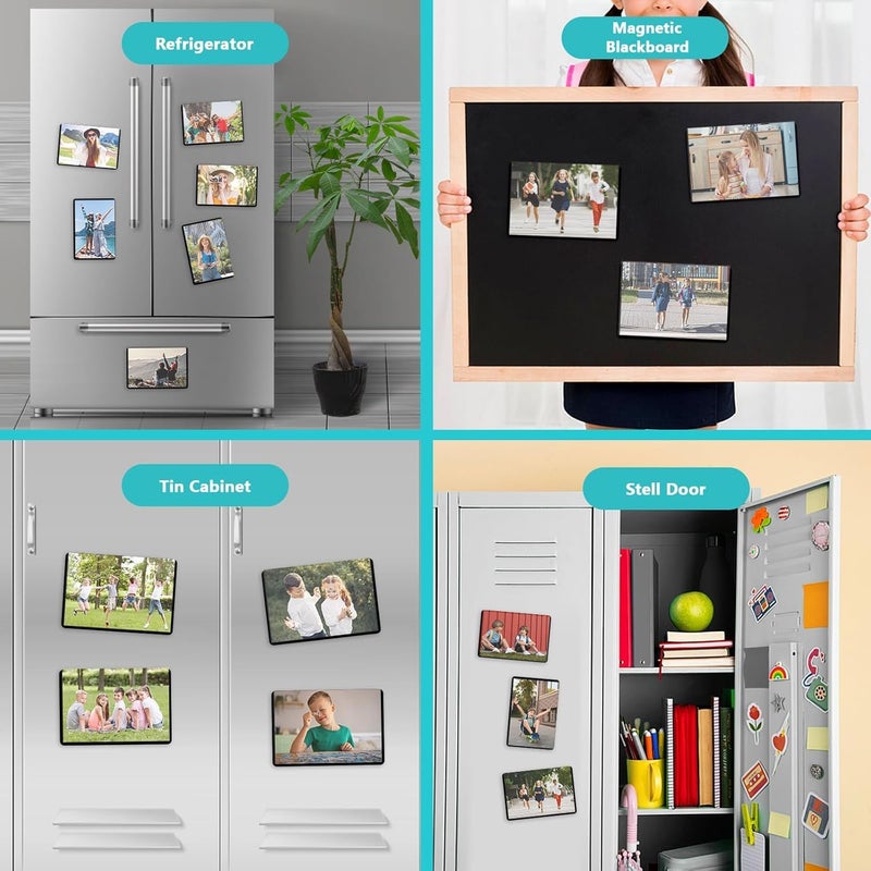 Sloworld Magnetic Picture on print sticker,10 Pack Magnetic Frame Reusable,Magnetic Photo Frames for Refrigerator 4"x6" With White Border,Refrigerator Magnets,Home,School,Office (Black 10 Pack) - Image 5