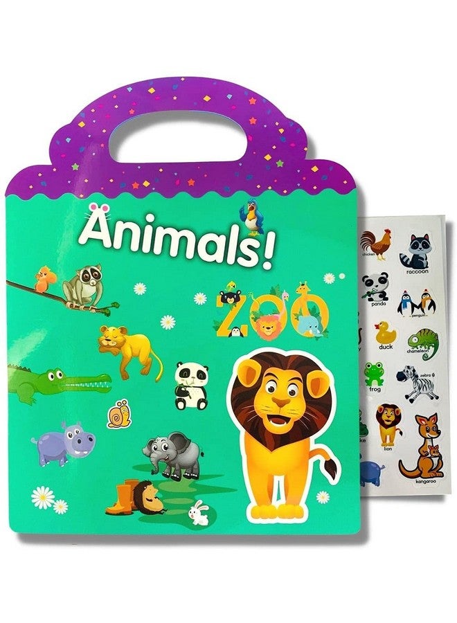 Chocozone 32 Reusable PVC Stickers Book Waterproof Stickers Toys for 2 Years Old Boys & Girls Learning Preschool Educational Book for Kids (Animals) - Image 3