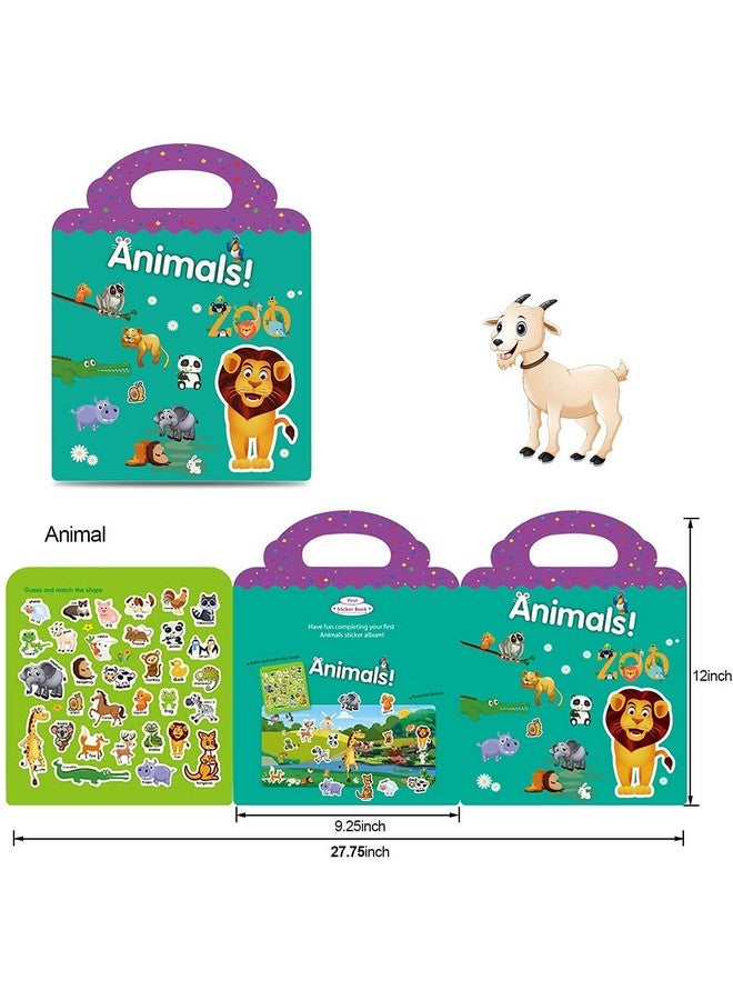 Chocozone 32 Reusable PVC Stickers Book Waterproof Stickers Toys for 2 Years Old Boys & Girls Learning Preschool Educational Book for Kids (Animals) - Image 2