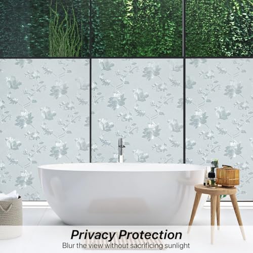 WALLTON Privacy Vinyl Frosted Window Film Glass Sticker Self-Adhesive Film Tint Wallpaper Opaque Sheet for Glass Privacy Cover Window, Door, Office, Home.| Anti-UV. (16x48 Inch, Frosted Flowers) - Image 4