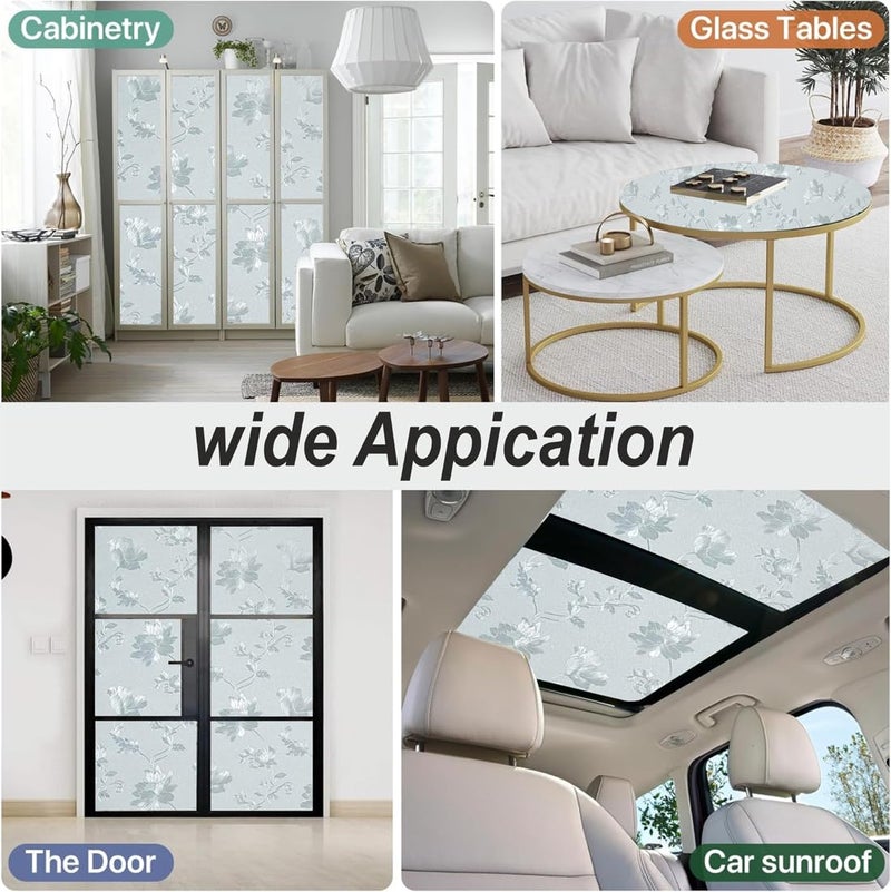 WALLTON Privacy Vinyl Frosted Window Film Glass Sticker Self-Adhesive Film Tint Wallpaper Opaque Sheet for Glass Privacy Cover Window, Door, Office, Home.| Anti-UV. (16x48 Inch, Frosted Flowers) - Image 5