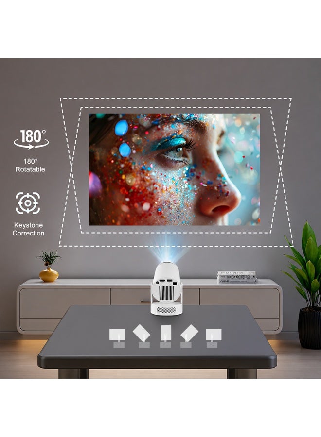 سوبر 5 جهاز عرض (بروجيكتور) X1BQ بدقة 4K HD (دقة أصلية 720P) - يعمل بنظام Android 11 - يدعم شبكة Wi-Fi 6 المزدوجة وBluetooth 5.0 - سطوع 260 ANSI - قابل للدوران بزاوية 180 درجة - مثالي للسينما المنزلية والمكاتب - نسخة مطورة من طراز HY300 - Image 4
