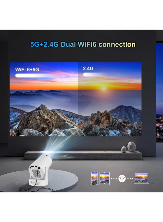 سوبر 5 جهاز عرض (بروجيكتور) X1BQ بدقة 4K HD (دقة أصلية 720P) - يعمل بنظام Android 11 - يدعم شبكة Wi-Fi 6 المزدوجة وBluetooth 5.0 - سطوع 260 ANSI - قابل للدوران بزاوية 180 درجة - مثالي للسينما المنزلية والمكاتب - نسخة مطورة من طراز HY300 - Image 2