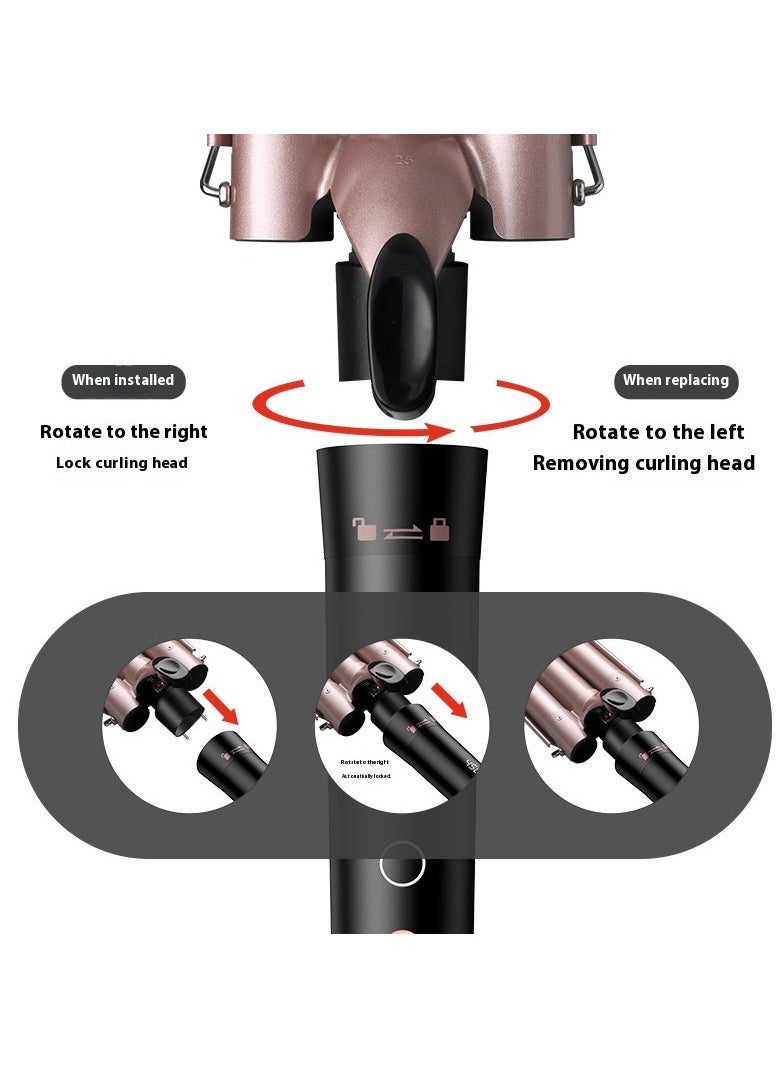 Joshberg - 5 in 1 Hair Curler,Hair Curling Iron,with 5 Interchangeable Curling Wand Ceramic Barrel, and 4 Temperature Adjustments, Ceramic Curling Wand,(19-32mm)Rose Gold - Image 1