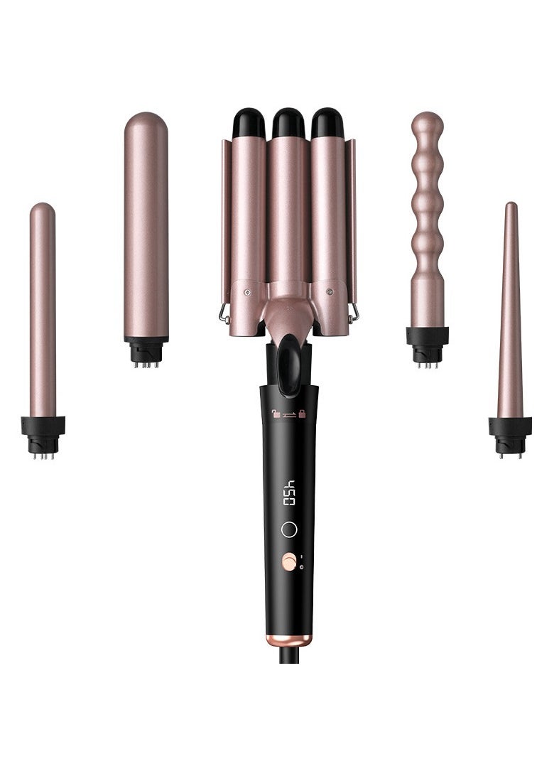 Joshberg - 5 in 1 Hair Curler,Hair Curling Iron,with 5 Interchangeable Curling Wand Ceramic Barrel, and 4 Temperature Adjustments, Ceramic Curling Wand,(19-32mm)Rose Gold - Image 1
