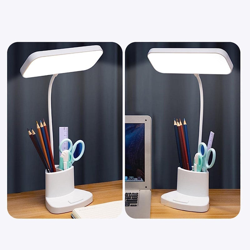 Lavnik Desk Lamp with Pen Phone Holder FunctionRectangle Desk Light with Flexible GooseneckDimmableSmall LampStudy Smart Bedside Night Light for Home Office Student Children Kids College Dorm - Image 1