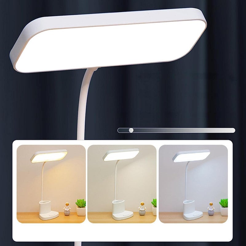 Lavnik Desk Lamp with Pen Phone Holder FunctionRectangle Desk Light with Flexible GooseneckDimmableSmall LampStudy Smart Bedside Night Light for Home Office Student Children Kids College Dorm - Image 2