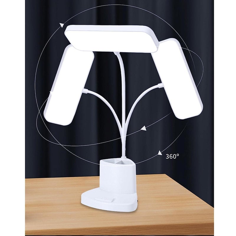 Lavnik Desk Lamp with Pen Phone Holder FunctionRectangle Desk Light with Flexible GooseneckDimmableSmall LampStudy Smart Bedside Night Light for Home Office Student Children Kids College Dorm - Image 3