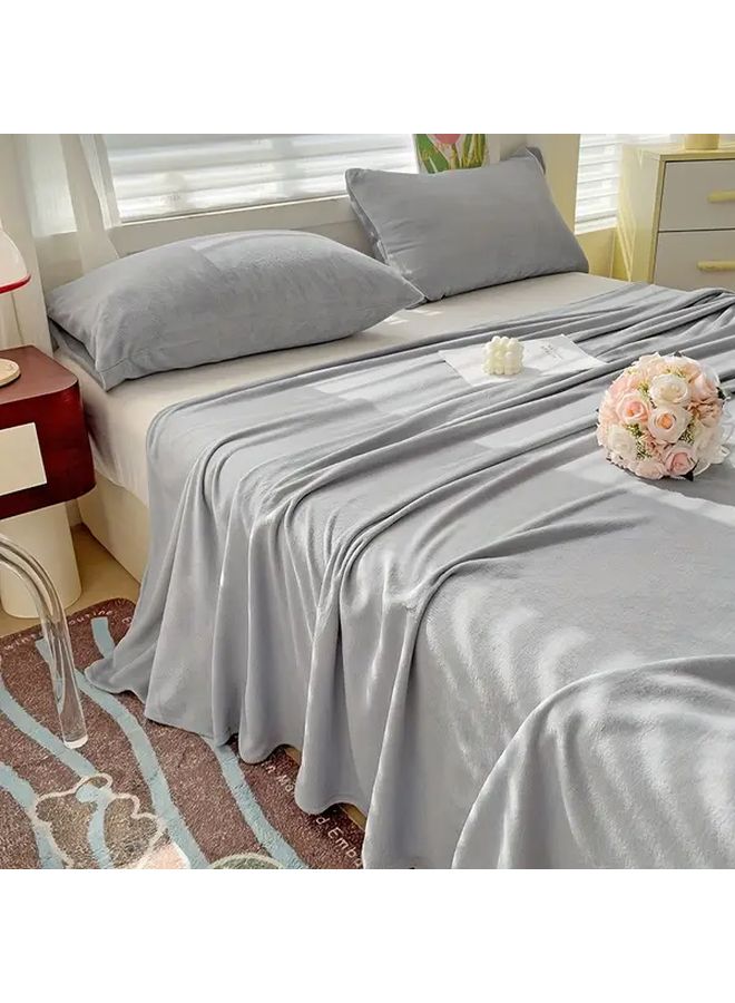3pcs Pink Red All Season Velvet Bed Sheet Set With 2 Pillowcases Anti Static - Image 4