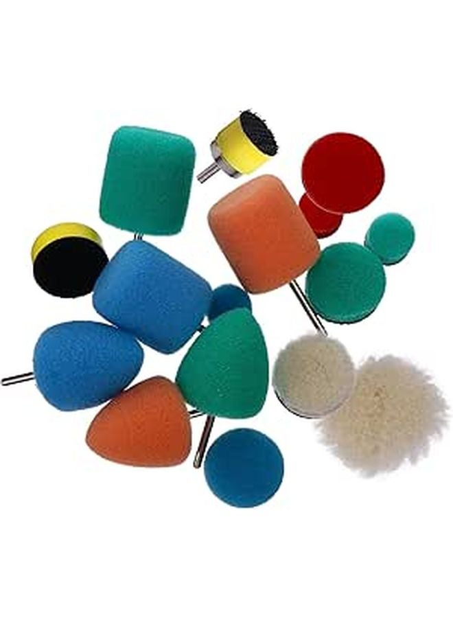 16pcs Multi Size 0.1 1 Inch Car Polishing Buffing Pads Kit Soft Wool Sponge Wheels for Waxing Detailing - Image 1