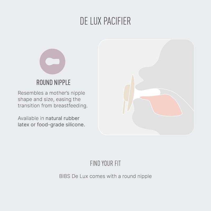 BIBS De Lux Liberty Soother 2Pack BPA Free Dummy Pacifier Round Nipple Silicone Made in Denmark OneSize 036 Months Eloise Baby Blue - Image 4