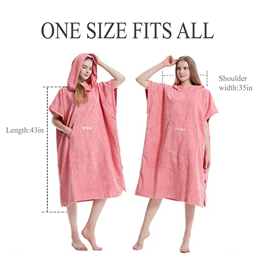 Hiturbo Changing Towel Robe, Absorbent Hooded Surf Poncho Quick-Dry Blanket Towels with Front Pocket for Swiming Surfing Aquatics One Size Unisex (Pink) - Image 2