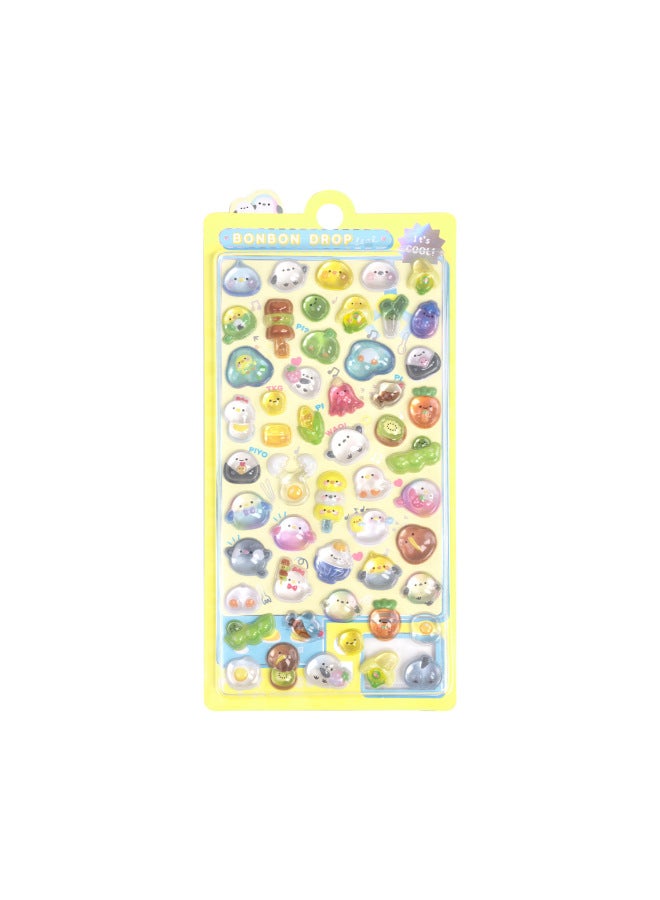 Flash Hot Shimmer Stickers 3d Relief Stickers Solid Children's Cartoon Animal Crystal Phone Case Decorations - Image 1