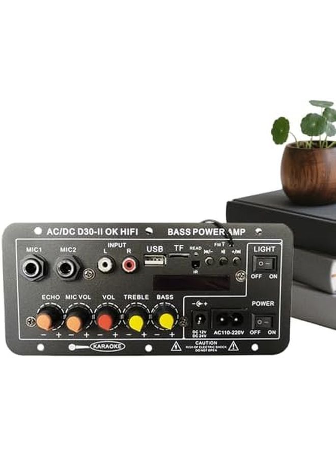 لوحة مكبر صوت بلوتوث أسود مع صدى عالي الدقة للمنزل والكاراوكي وصوت السيارة وسماعة الصوت المنخفضة - Image 3