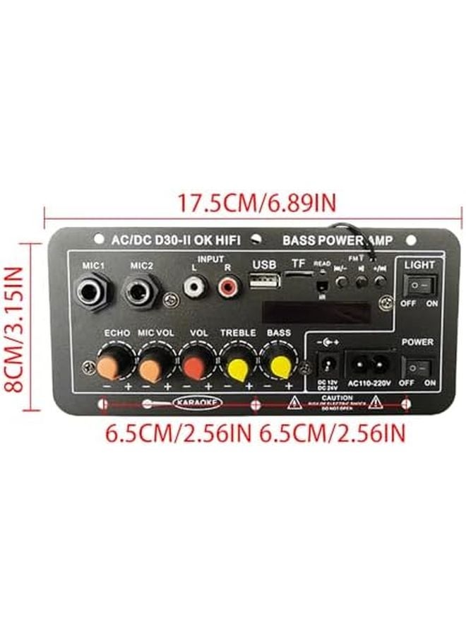 لوحة مكبر صوت بلوتوث أسود مع صدى عالي الدقة للمنزل والكاراوكي وصوت السيارة وسماعة الصوت المنخفضة - Image 5