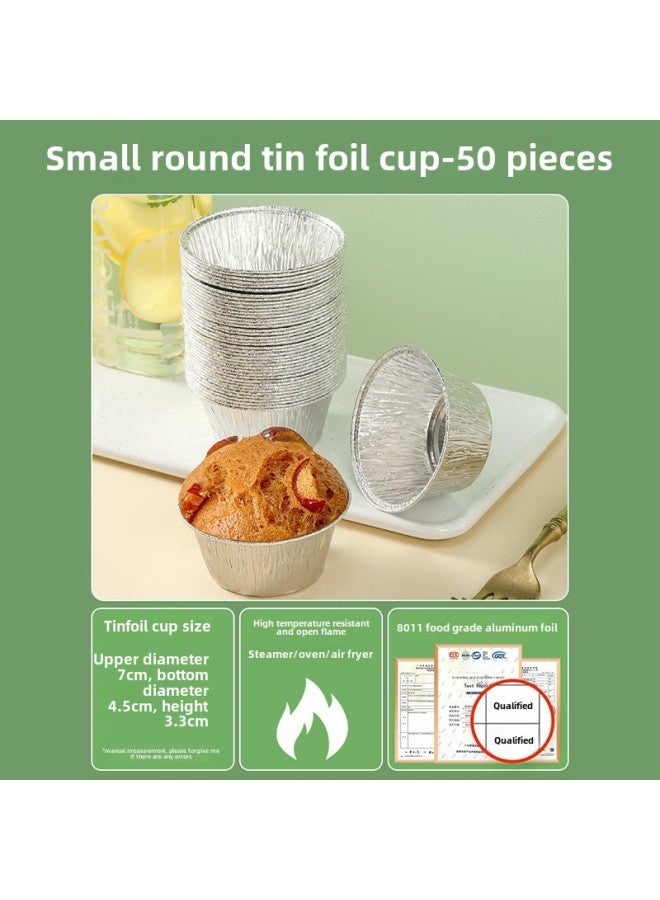 Special Paper Tin Paper Bowl For Air Fryer Household Aluminum Foil Box Paper Tray Small Size Disposable Oven Tin Paper Cup-Specification:50 Small Round Tin Foil Holders - Image 1