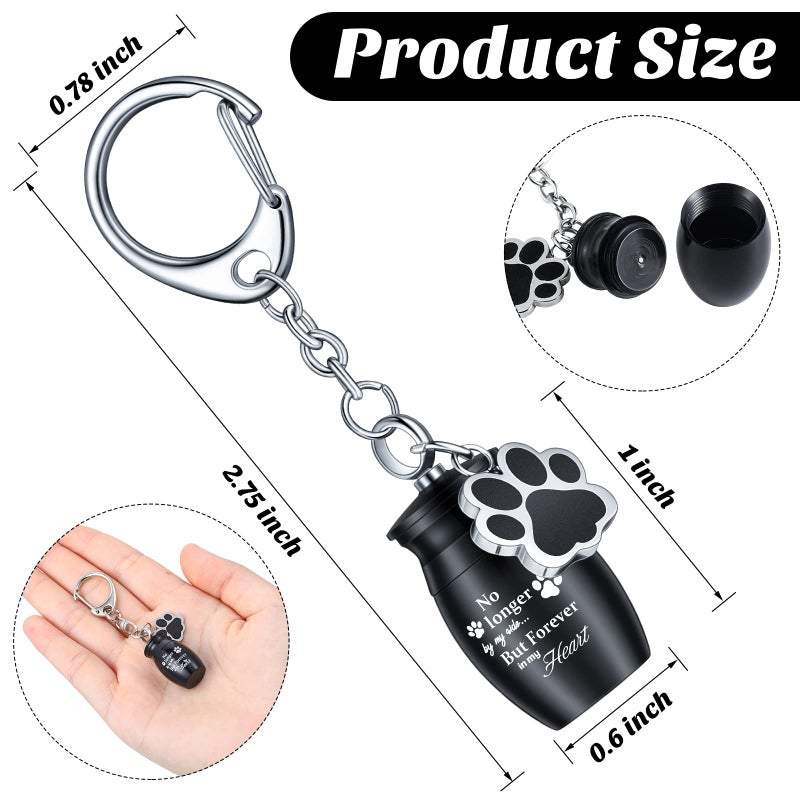 Tudomro 2 Pcs Pet Dog Urns Keychain for Ashes with 2 Storage Bags Small Cat Cremation Keepsake Jewelry Paw Print Memorial Urn(Fresh Style) - Image 3