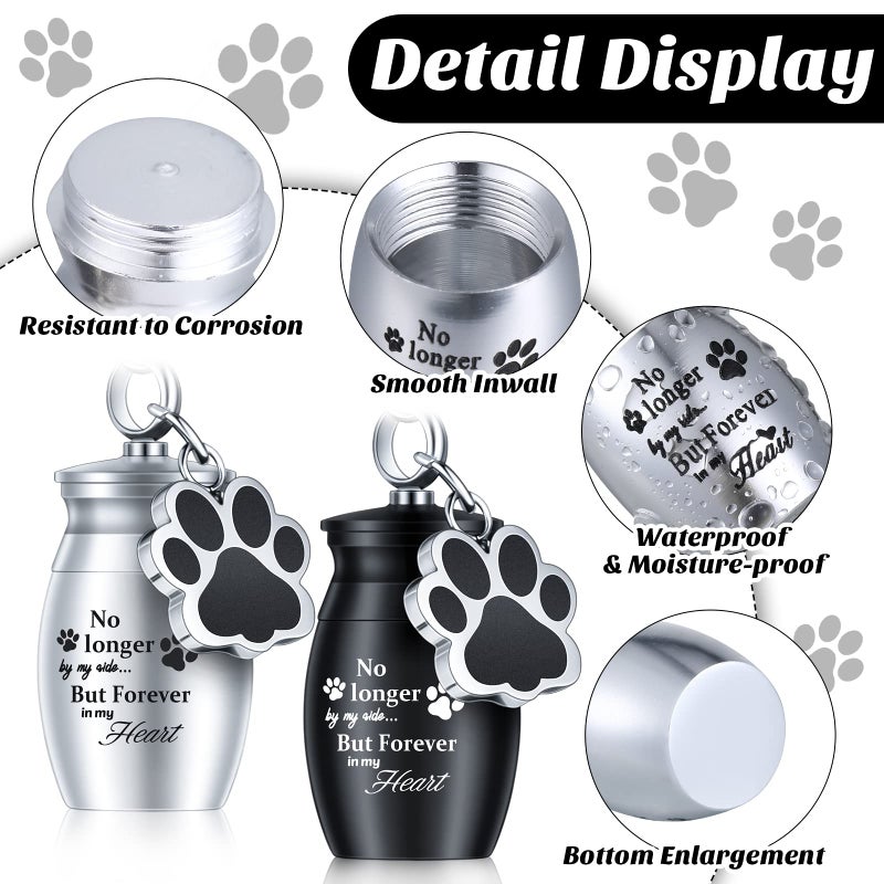 Tudomro 2 Pcs Pet Dog Urns Keychain for Ashes with 2 Storage Bags Small Cat Cremation Keepsake Jewelry Paw Print Memorial Urn(Fresh Style) - Image 2