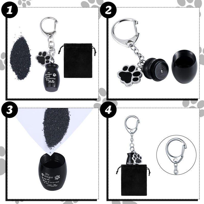 Tudomro 2 Pcs Pet Dog Urns Keychain for Ashes with 2 Storage Bags Small Cat Cremation Keepsake Jewelry Paw Print Memorial Urn(Fresh Style) - Image 5