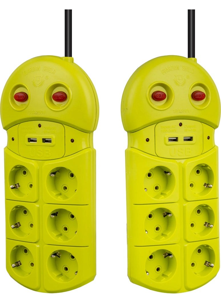 BYR Vea VE-970USB 6 Way 2 USB 1.5 Meter Group Socket [ tek]  - Image 2