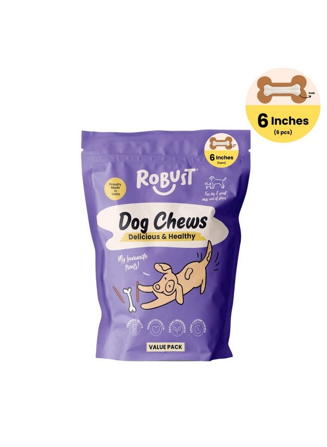 ROBUST Long Lasting All-Natural Dog Chew Bones - 6 Inches (6 Units) | Premium Compressed Rawhide Chews For Small, Medium & Large Dogs | Healthy & Digestible Rawhide Bones To Improve Oral Health - Image 4