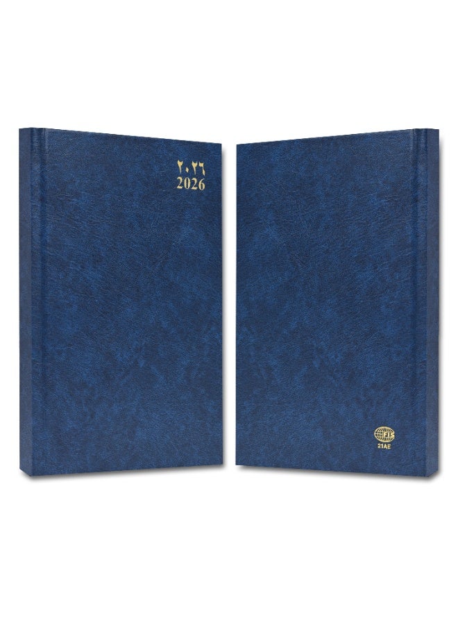 FIS 2026 Diary, A5 Size(148x210mm), Hard Cover Vinyl Materials, Arabic/English, 60gsm White Paper, Blue Color - FSDI21AE26BL - Image 2