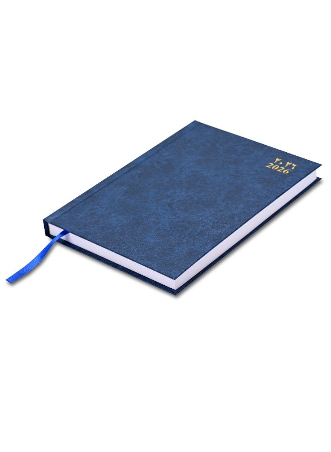 FIS 2026 Diary, A5 Size(148x210mm), Hard Cover Vinyl Materials, Arabic/English, 60gsm White Paper, Blue Color - FSDI21AE26BL - Image 1