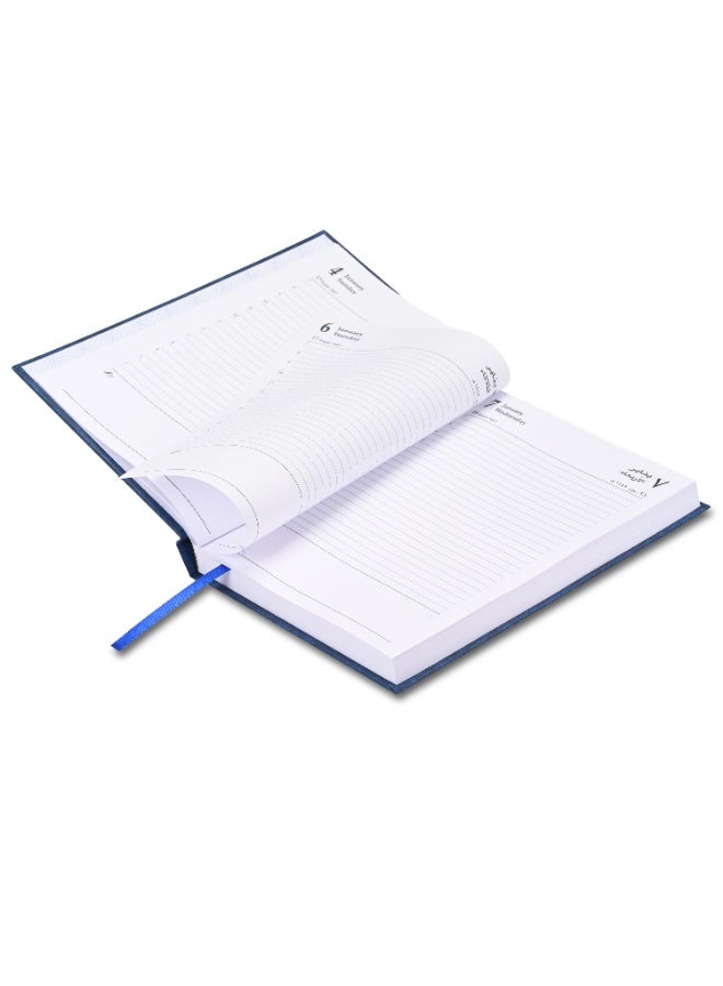 FIS 2026 Diary, A5 Size(148x210mm), Hard Cover Vinyl Materials, Arabic/English, 60gsm White Paper, Blue Color - FSDI21AE26BL - Image 4