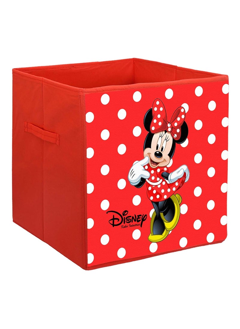 Kuber Industries Kuber Industries Disney Minnie Print Flodable Storage Box|Drawer Storage and Cloth Organizer|Storage Box for Toys|Storage Box Gor Clothes|Shoes Storage Box with Handle (Red), Non-Woven 