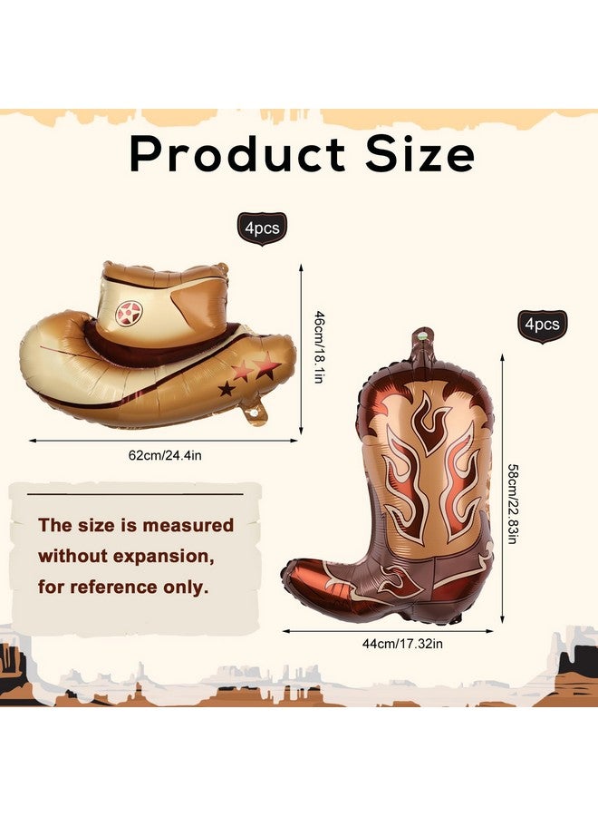 PEUTIER 8pcs Western Themed Party Balloons - Large Cowgirl Hat & Boot Balloons - Cowboy Party Decoration - Image 2
