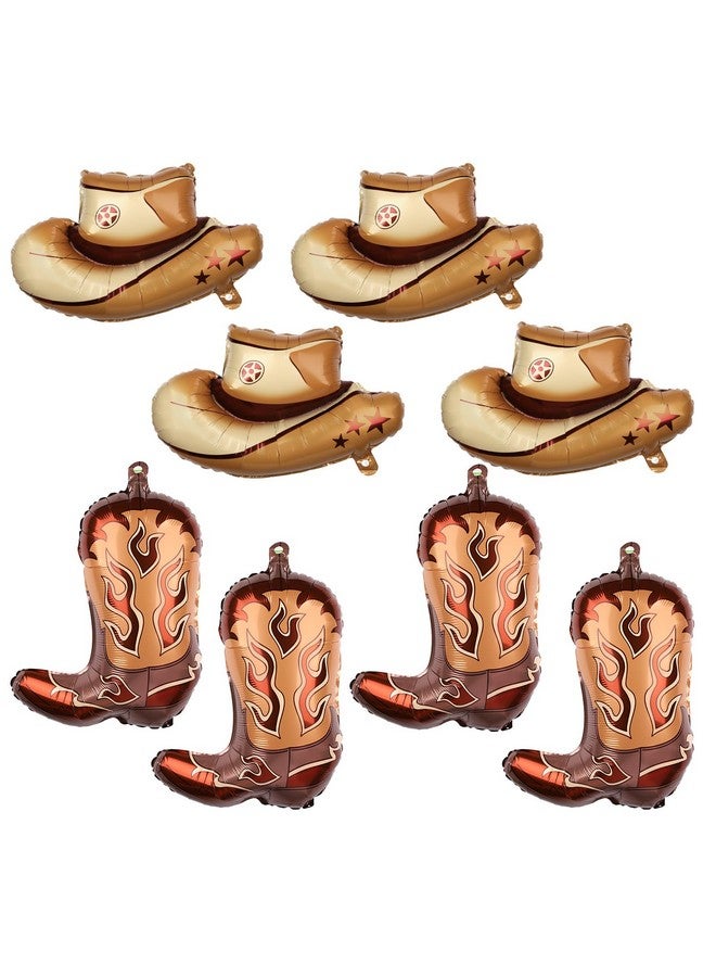 PEUTIER 8pcs Western Themed Party Balloons - Large Cowgirl Hat & Boot Balloons - Cowboy Party Decoration - Image 1