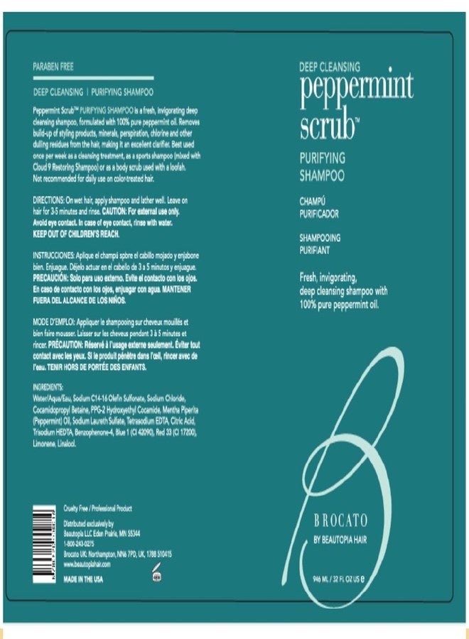 Brocato Peppermint Scrub Purifying Shampoo, Deep Cleansing, 10 Oz. | Fresh, Invigorating, & Lightweight with Pure Peppermint Oil | Ideal for Oily to Normal Hair Types | Sulfate & Paraben Free - Image 2