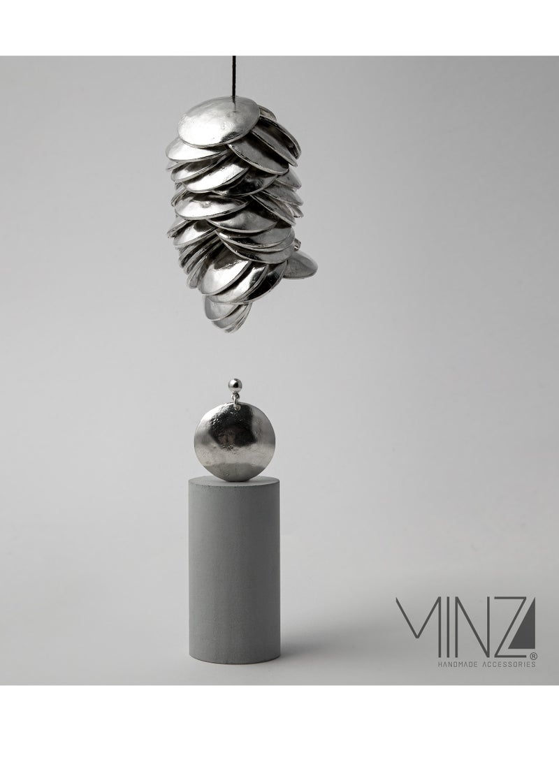 Minza ” Mirror ” Pure 925 Sterling Silver, Handmade Earrings for Women, Stud Earrings, 15.00 grams of Silver, Jewelry for Casual & Special Occasion - Image 4